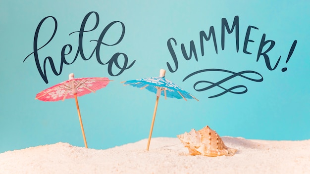 Lettering summer background with beach elements