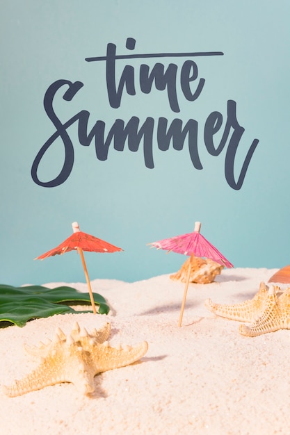 Lettering summer card with beach elements