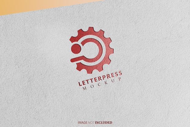 letterpress in the realistic white paper logo mockup psd