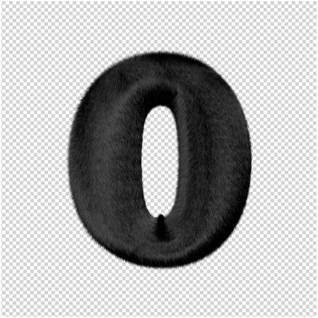 Letters are made from black mink fur. 3d capital letter o