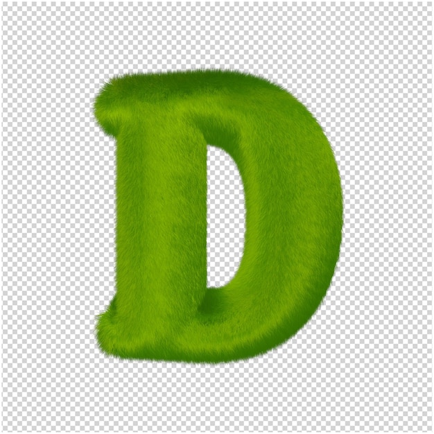 The letters are made from green grass. 3d letter d