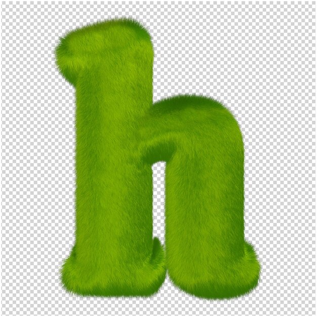 The letters are made from green grass. 3d letter h