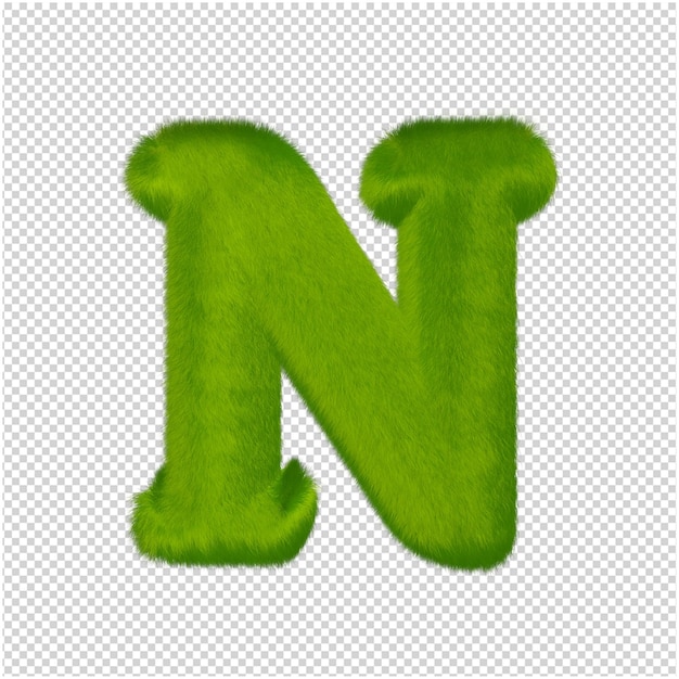 The letters are made from green grass. 3d letter n