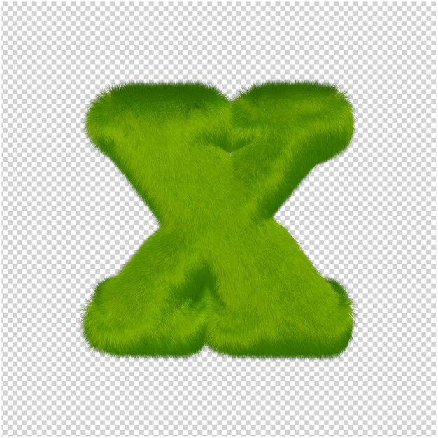 The letters are made from green grass. 3d letter x