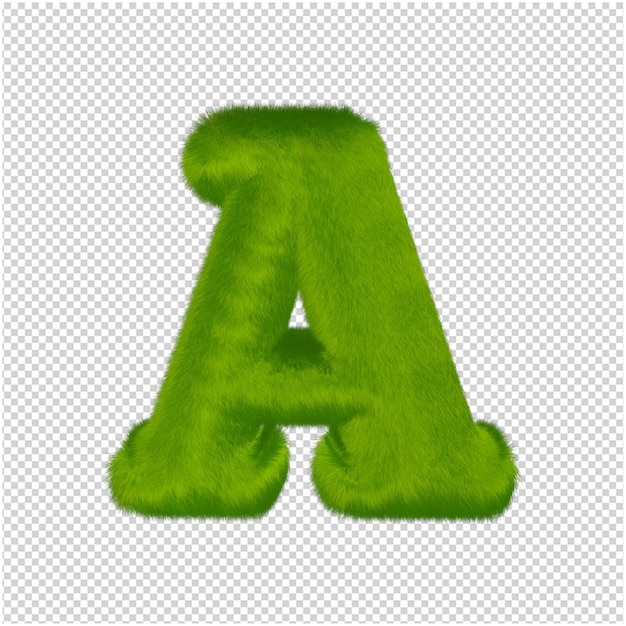 The letters are made from green grass. 3d letter a