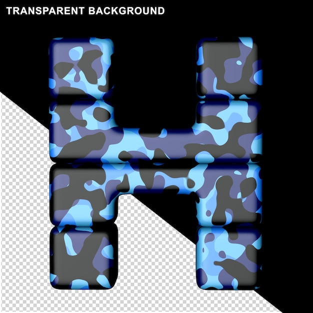 Letters in blue camouflage 3d capital letter h