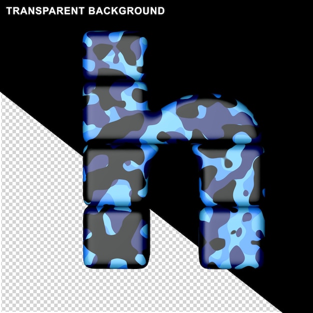 Letters in blue camouflage 3d letter h