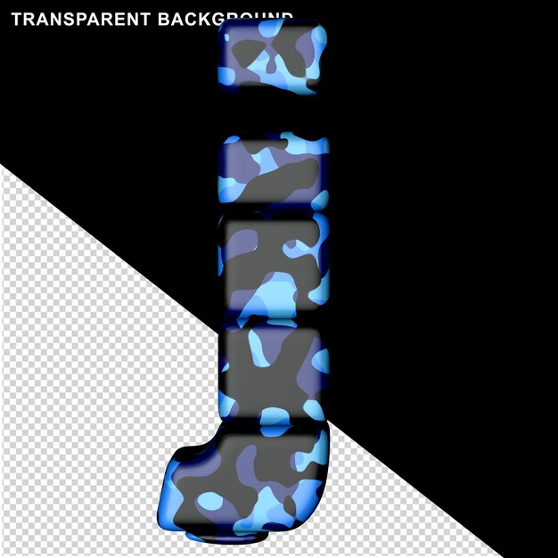 Letters in blue camouflage 3d letter j