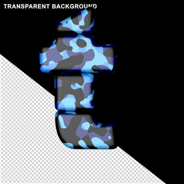 Letters in blue camouflage 3d letter t