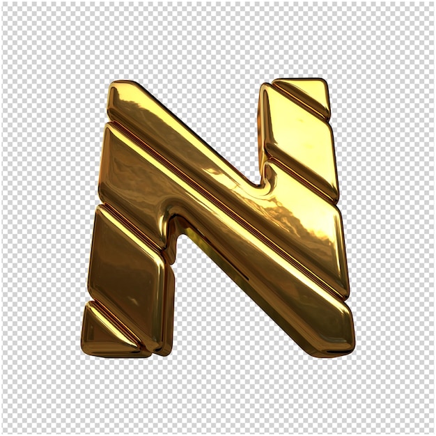 Letters made from gold bars. 3d letter n