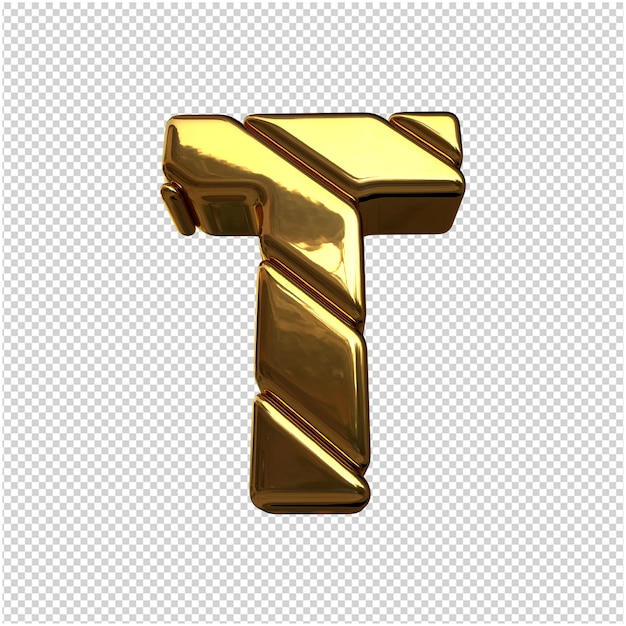 Letters made from gold bars. 3d letter t