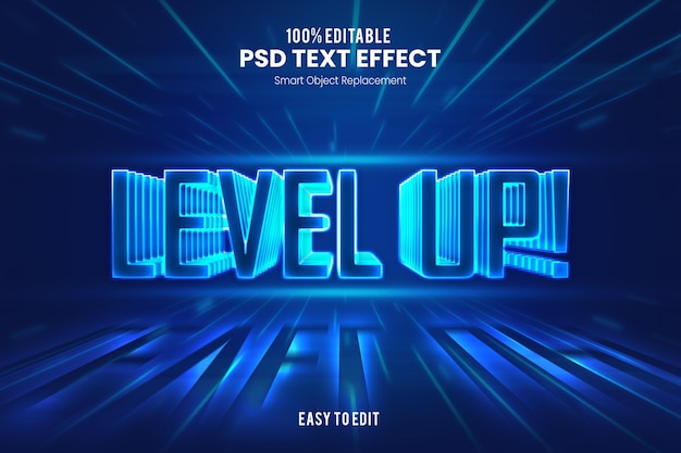 Level Up  Modern and Futuristic 3D Esport Game Text Effect