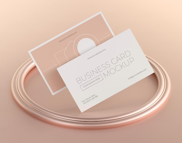 Levitating metallic copper business card mock-up