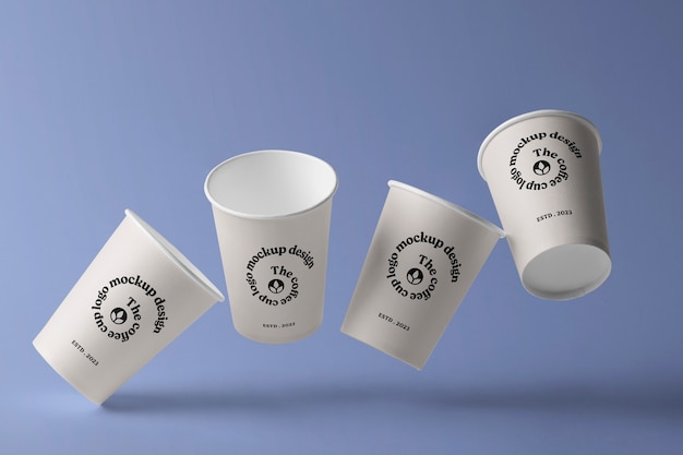 Levitating paper cup mockup