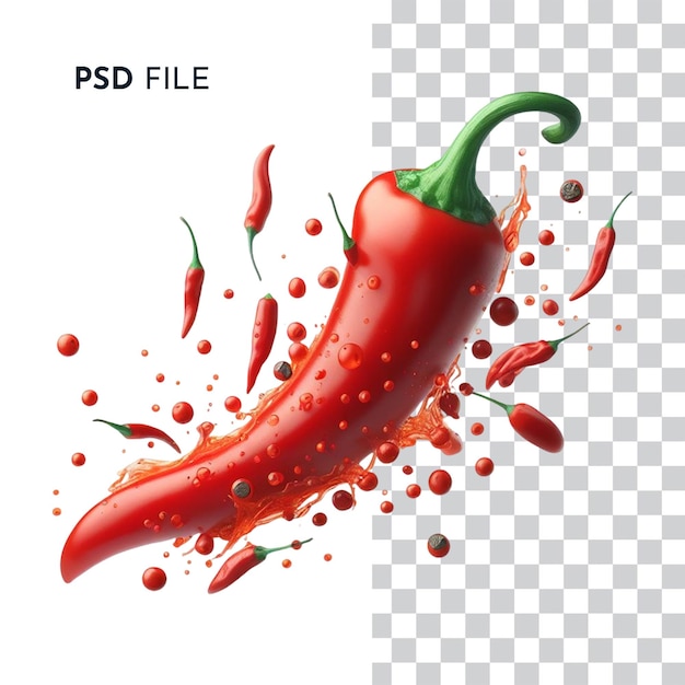 Levitating Red Hot Pepper on White Background PNG PSD Transparent Download Freepik