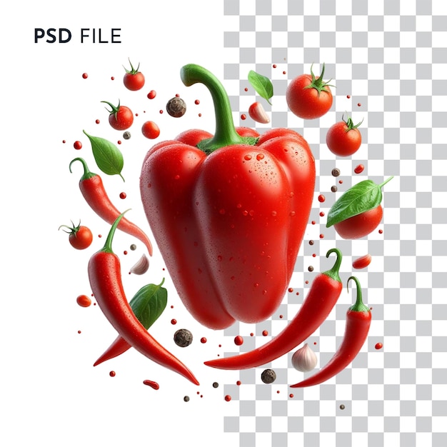 Levitating Red Hot Pepper on White Background PNG PSD Transparent Download Freepik