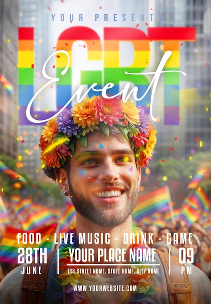 lgbt 2024 flyer psd template