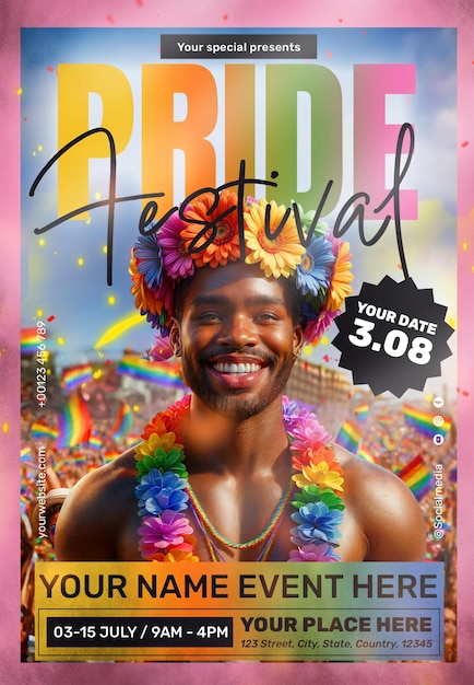 lgbt fest 2025 flyer psd template