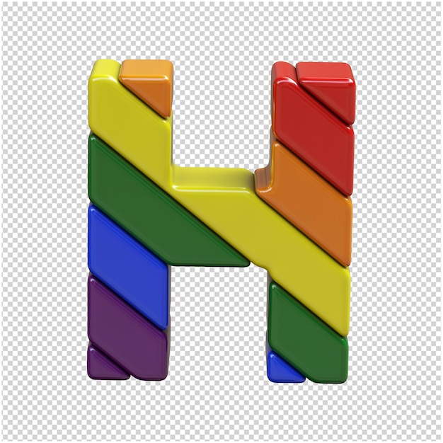 LGBT flag letters diagonally top view. 3d letter h