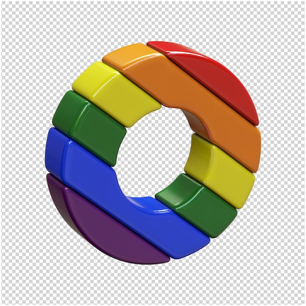 LGBT flag letters rotated to the right. 3d letter o