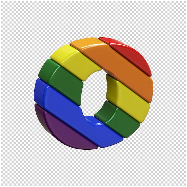 LGBT flag letters rotated to the right. 3d letter o