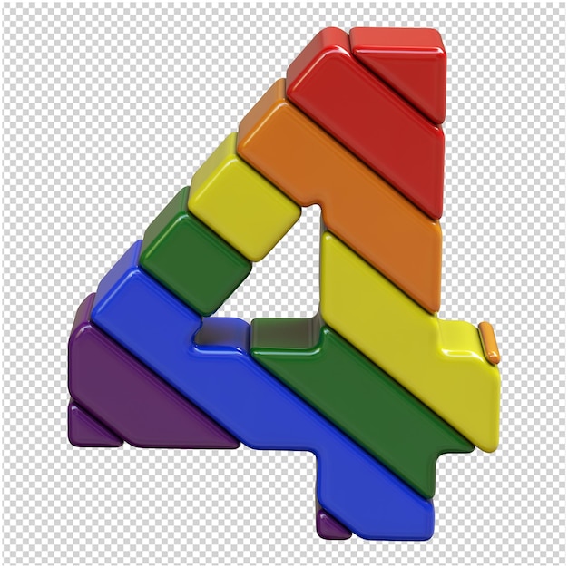 Lgbt numbers flag diagonally top view.3d number