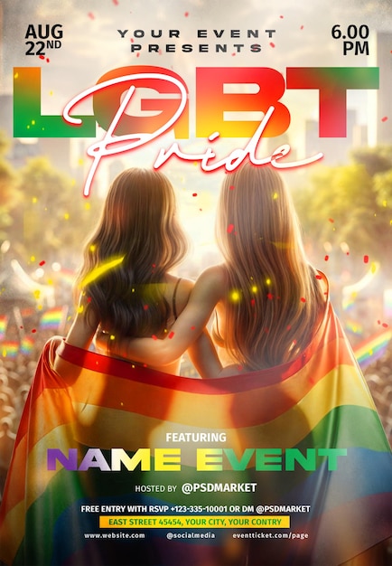 lgbt pride flyer psd template