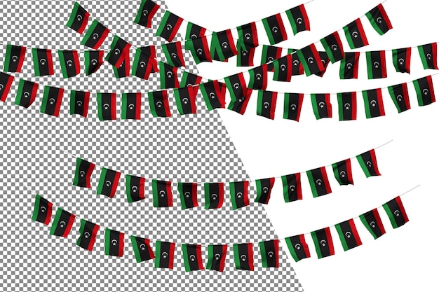 Libya Flag Bunting Rope Decoration Set Small Flag Celebration 3D Rendering