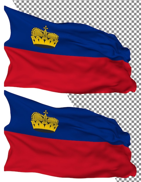 Liechtenstein flag wave isolated plain bump texture transparent background 3d rendering