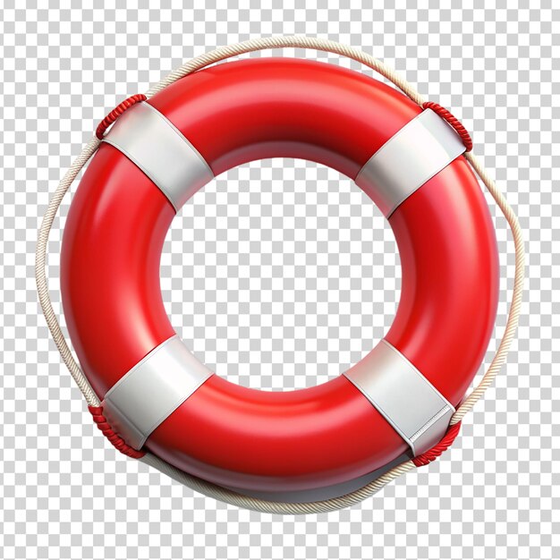 A life preserver with a rope attached to it on transparent background