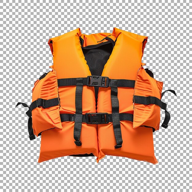 PSD life saving jacket orange on transparent background ai generated