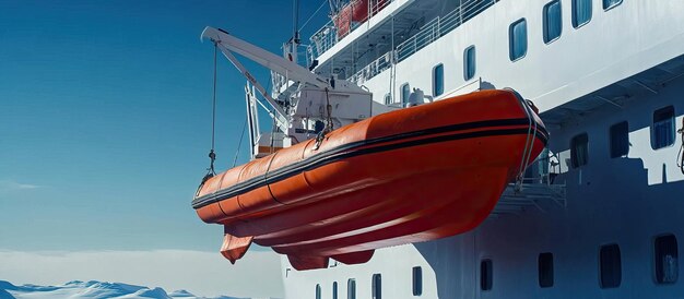 PSD lifeboat hanging from a cruise ship