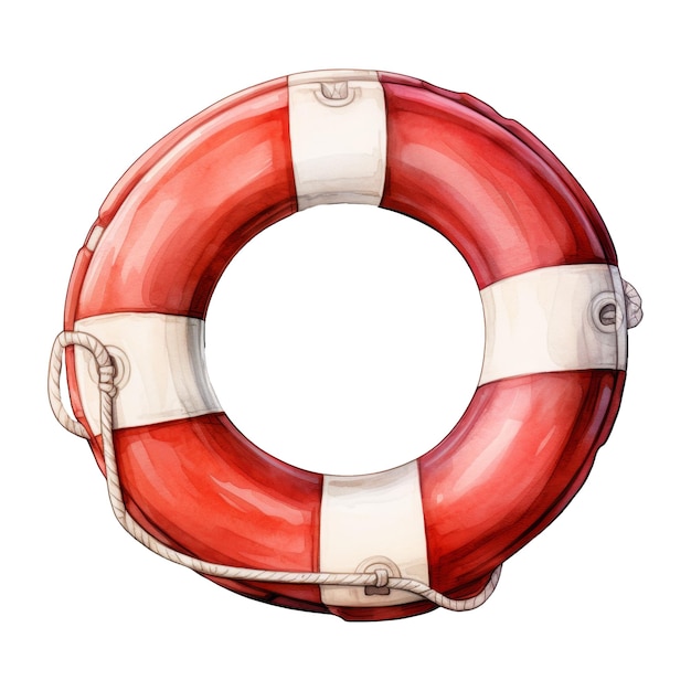 PSD lifebuoy isolated detailed watercolor hand drawn painting illustration