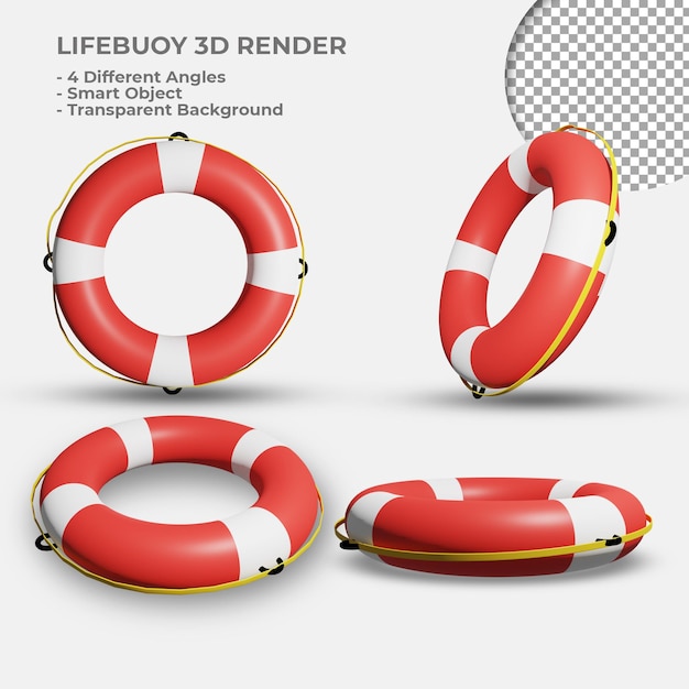 Lifebuoy realistic 3d rendering isolated