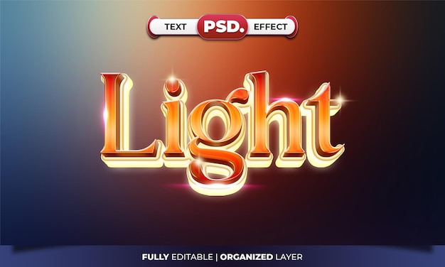 PSD light 3d text effect luxury glow style