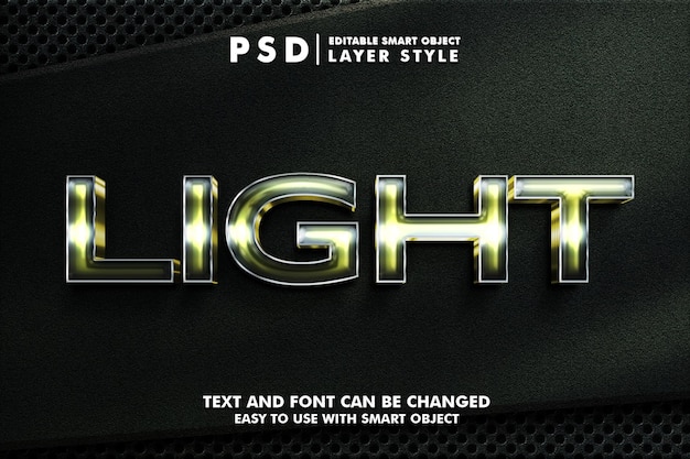 Light 3d text effect premium psd