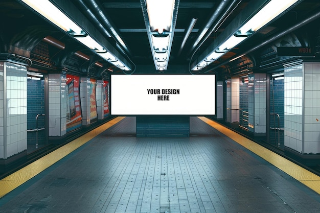 light billboard mockup in subway