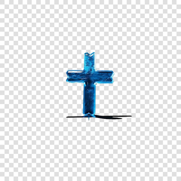 PSD light blue cross on black backgroundon transparent background