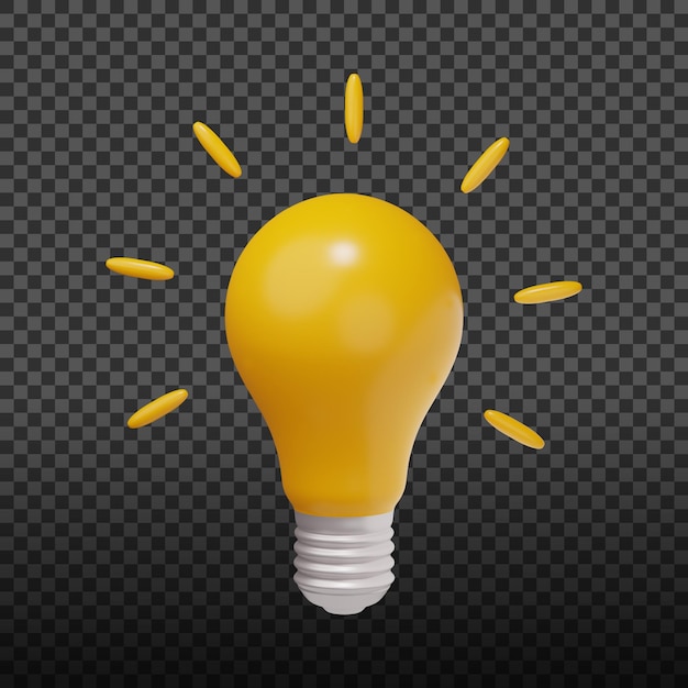 Light bulb icon 3D rendering