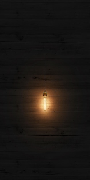 PSD a light bulb that is on a wooden wall