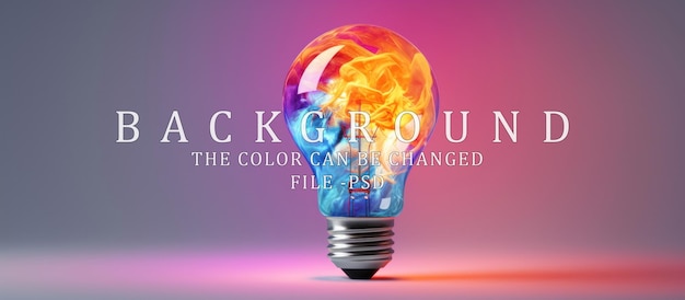 PSD light bulb with colorful smoke creative concept