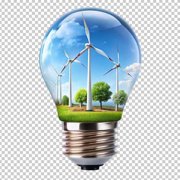 PSD light bulb with tree inside on transparent background