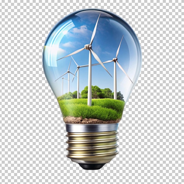 PSD light bulb with tree inside on transparent background