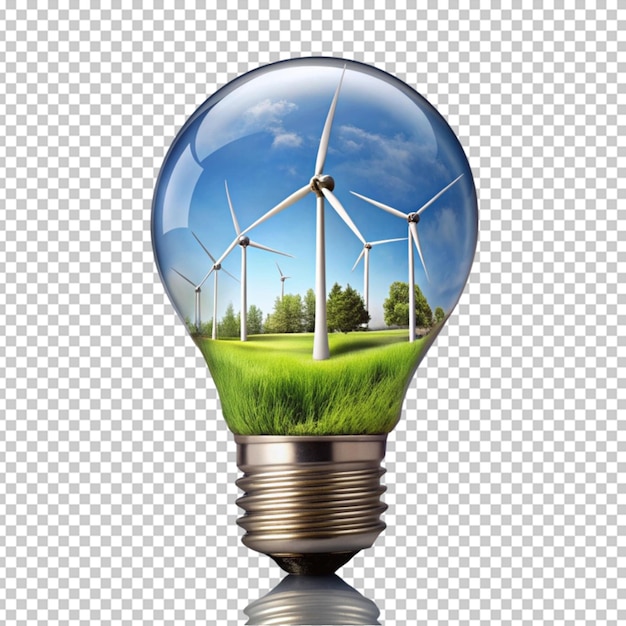 PSD light bulb with tree inside on transparent background