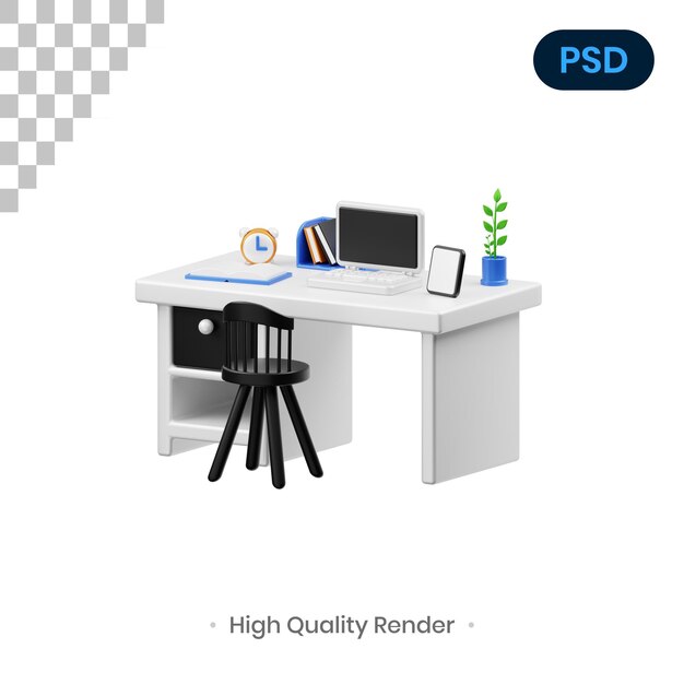 Light Desk 3D Render Illustration Premium Psd