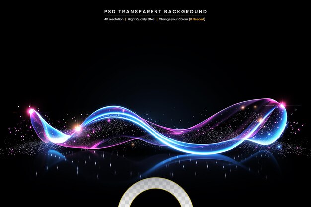 PSD light effect wave curve colorful lines on transparant background