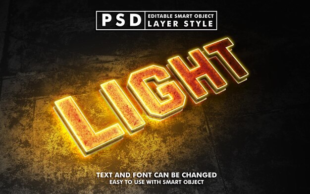 PSD light glowing text effect premium psd