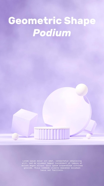 light purple cylinder podium in portrait assorted shape backdrop 3d render mockup template