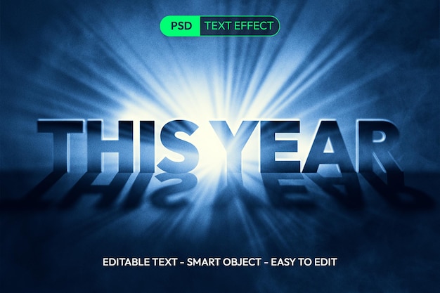 PSD light rays text effect full editable psd mockup shadow template font typography