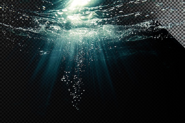 PSD a light rays under water on transparent background